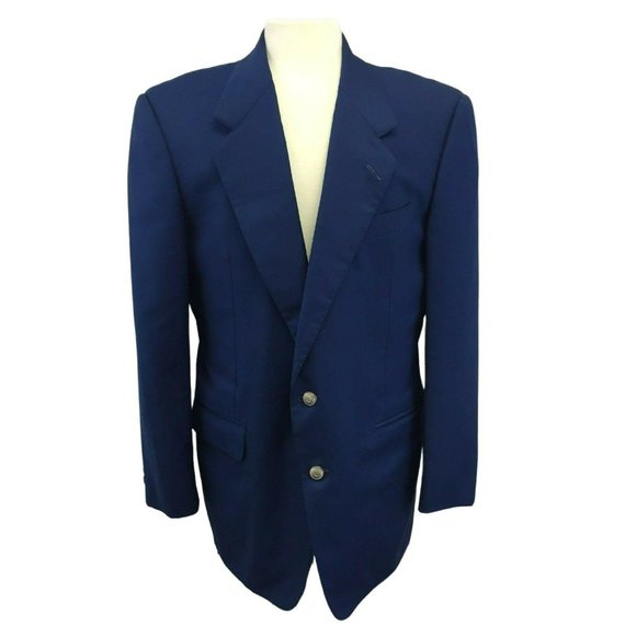 Hickey Freeman Suit Jacket Blazer Sports Coat Mens 42R Blue 2 Button Single Vent - Picture 1 of 3